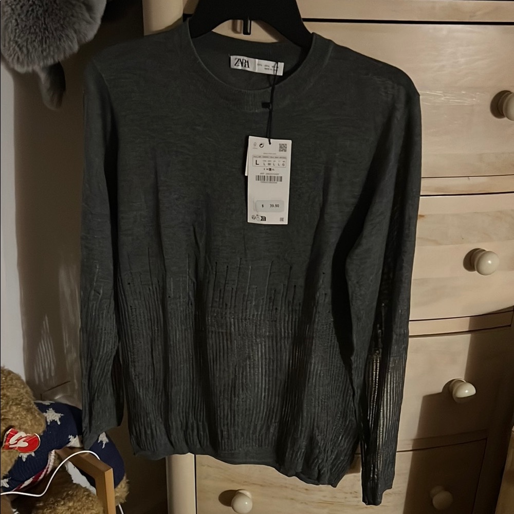 Zara Gray Long Sleeve Sweater